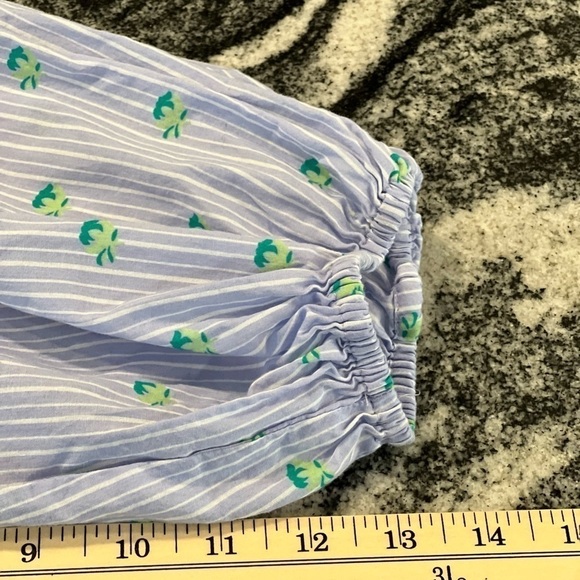 Zara Cotton, Button Down Striped Shirt with Floral Print and Puffy Sleeves - Picture 5 of 10